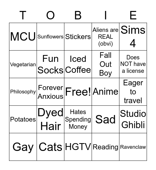 How similar are you to Bingo Card