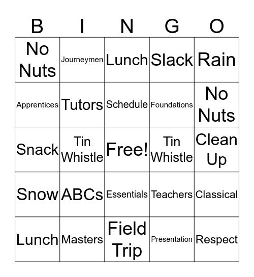 CC Orientation Bingo Card
