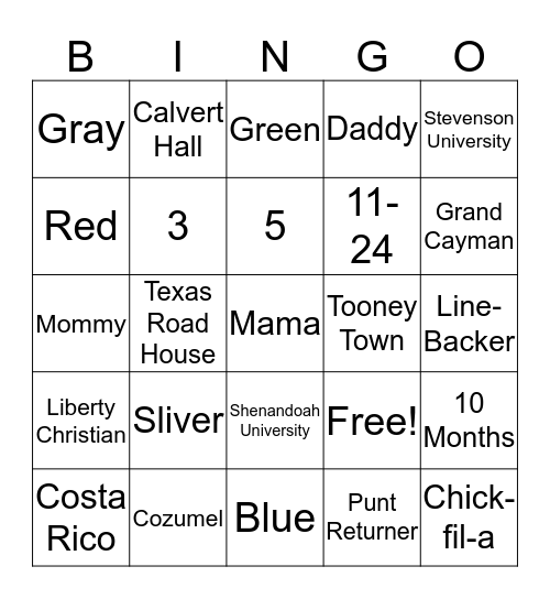 Congratulations Derrick  Bingo Card