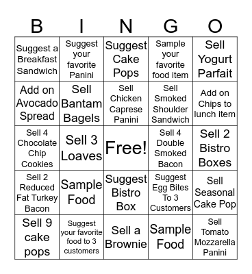 Food Fun  Bingo Card