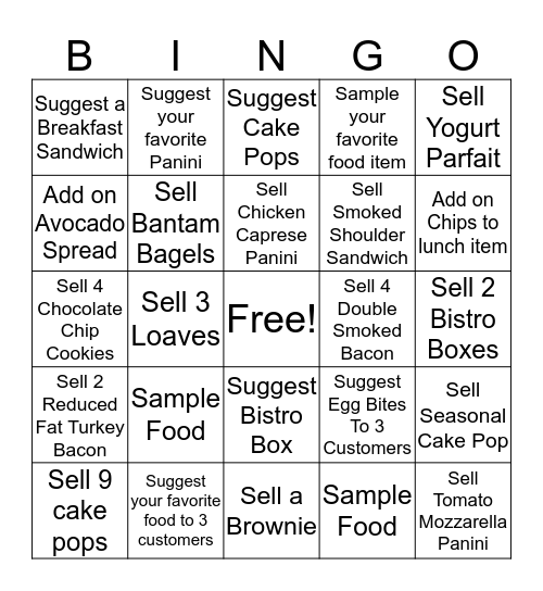 Food Fun  Bingo Card