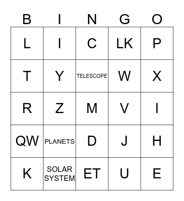 OUT OF THIS WORLD! Bingo Card