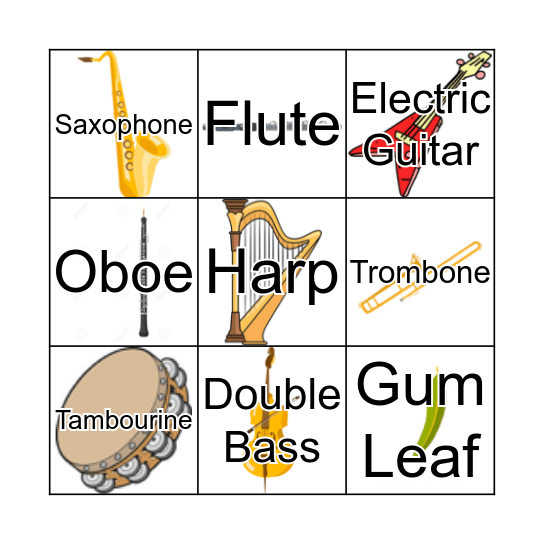 Instrument Bingo Card