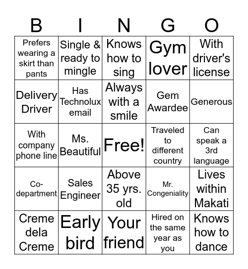 Human Bingo Card