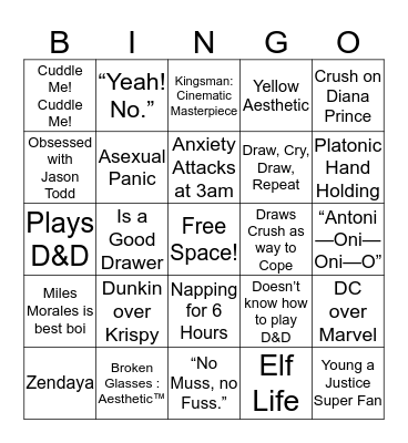 Sammy’s Bingo Thinger Bingo Card