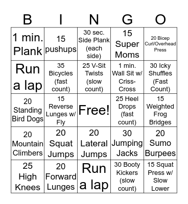 Body Back BINGO! Bingo Card