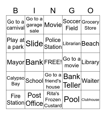 Our Community Bingo Card