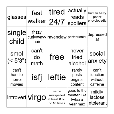 how similar are you to narglestudies Bingo Card
