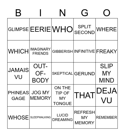 FR 8 UNIT 1 Bingo Card