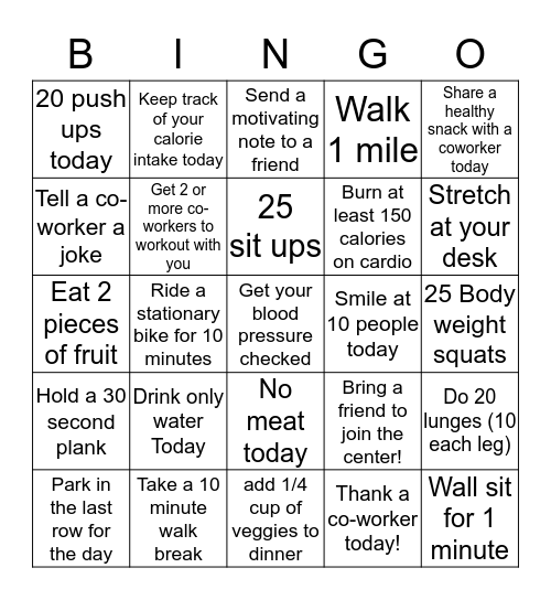 Better You Bingo! Bingo Card