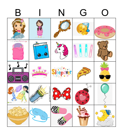 SleepOver Bingo Card