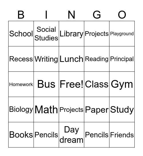 Back to school! Bingo Card