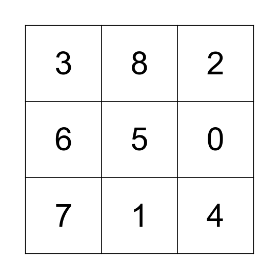 Kindergarten Bingo Card