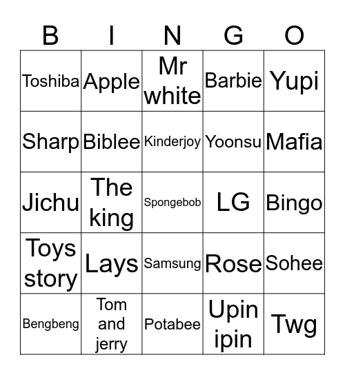 Lili's Bingo Card