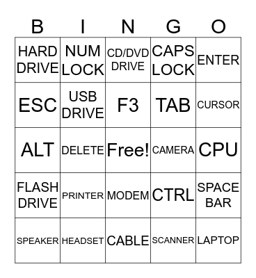 COMPUTER LAB Bingo Card