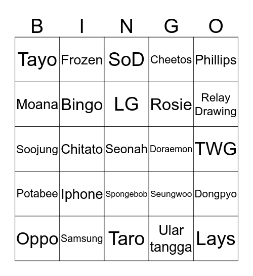 Ocie Bingo Card