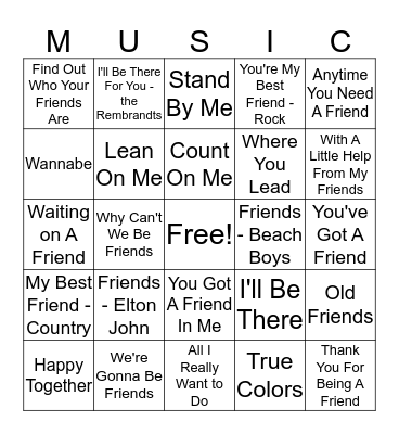 Friendship BINGO Card