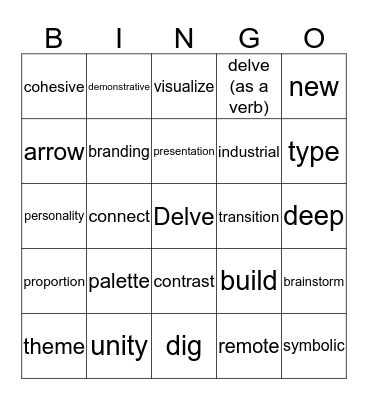 delve branding Bingo Card