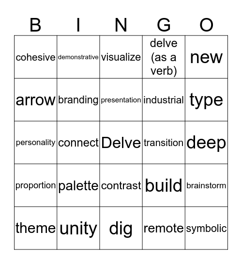 delve branding Bingo Card