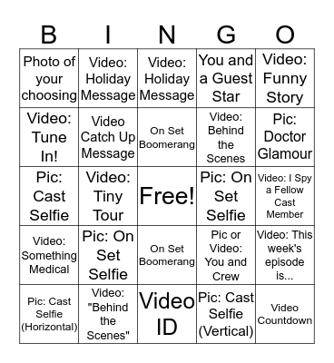 TRANSPLANT BINGO Card