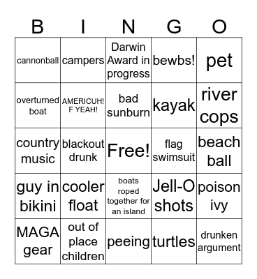 Float Trip Bingo Card