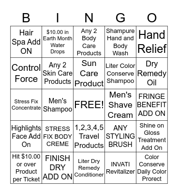 Product / Service Bingo 3/7-4/4 or until someone hits BINGO Card