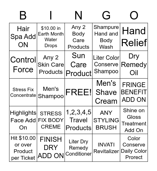 Product / Service Bingo 3/7-4/4 or until someone hits BINGO Card