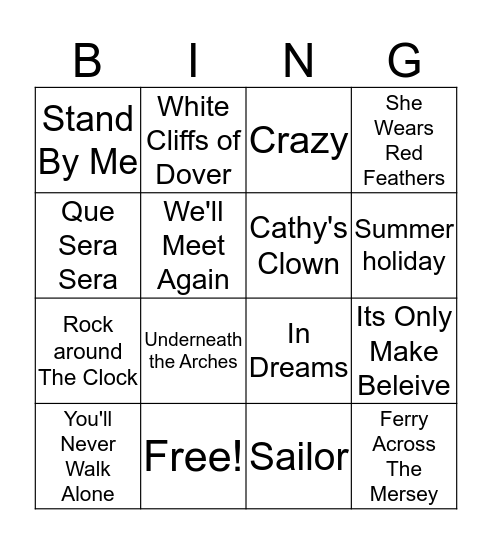 Music Bingo Card