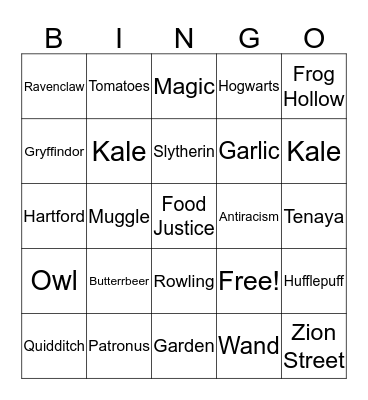 Summer of Potter Bingo Card