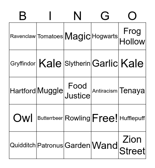 Summer of Potter Bingo Card