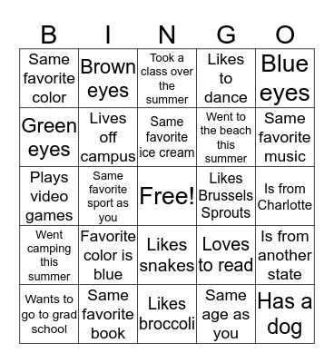 PAL Leader BINGO Card