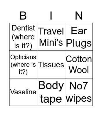 Boots Bingo Card