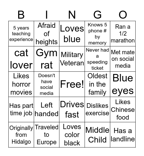 Hidalgo ISD - BINGO Card
