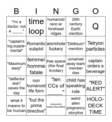 Star Trek Bingo Card
