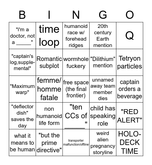 Star Trek Bingo Card