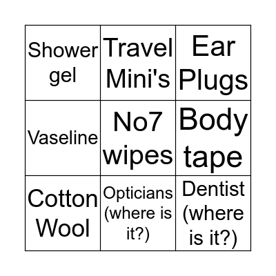 Boots Bingo Card