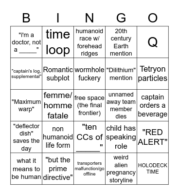 Star Trek Bingo Card