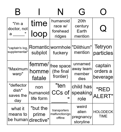 Star Trek Bingo Card