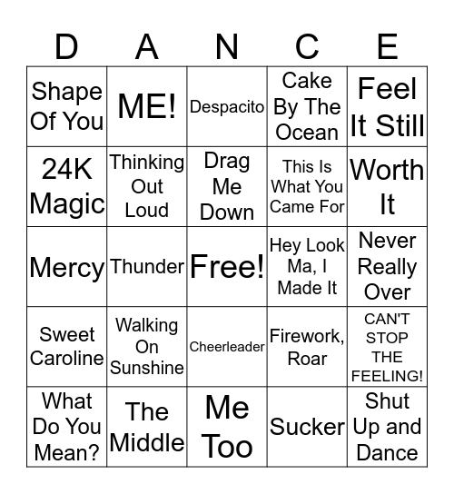 Music Bingo Card