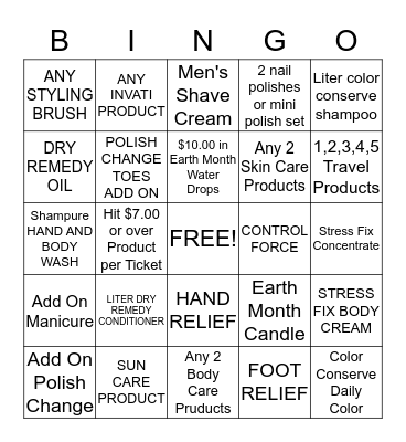 Product / Service Bingo 3/7-4/4 or until someone hits BINGO Card
