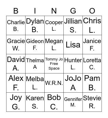 Nevil Family Bingo!!! Bingo Card