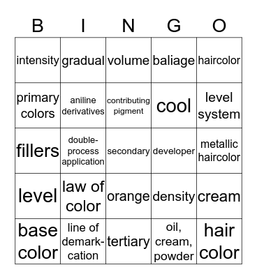 Chapter 21 Haircoloring  Bingo Card