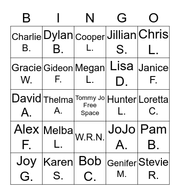 Nevil Family Bingo!!! Bingo Card