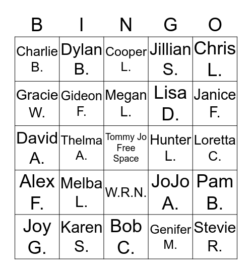 Nevil Family Bingo!!! Bingo Card