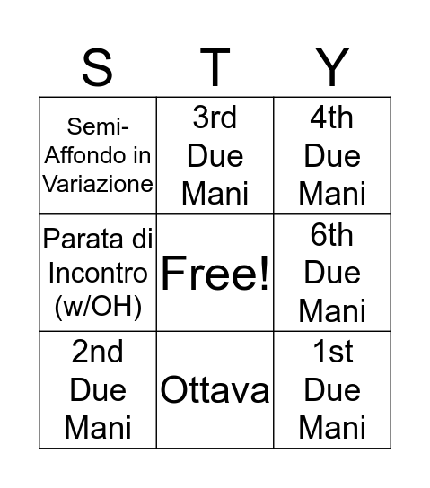 FORM I+II STYLE BINGO Card