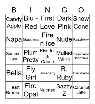 LipSense Bingo Card