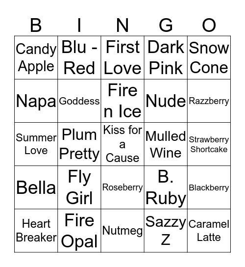 LipSense Bingo Card