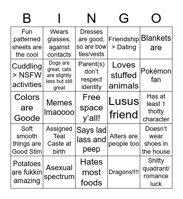 How much are YOU like TA? Bingo Card