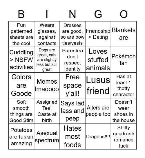 How much are YOU like TA? Bingo Card