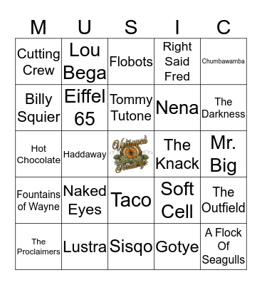 One Hit Wonderful Bingo Card